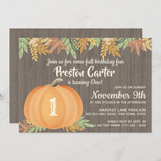 Little Pumpkin Rustic Birthday Kaart (Voorkant / Achterkant)