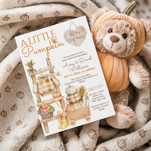 Little Pumpkin Rustic Boerderij Herfst Baby shower Kaart