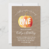 Little Pumpkin Rustic Burlap 1ste verjaardag Kaart (Voorkant)