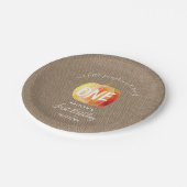 Little Pumpkin Rustic Burlap 1ste verjaardag Papieren Bordje (Gekanteld)