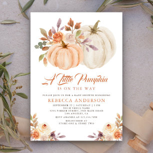 Little Pumpkin Rustic Earthy Floral Baby shower Kaart