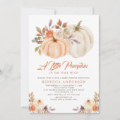 Little Pumpkin Rustic Earthy Floral Baby shower Kaart (Voorkant)