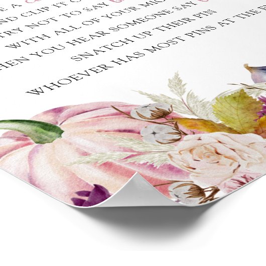 Little Pumpkin Rustic Floral Clothes Pin Game Poster (Hoek)