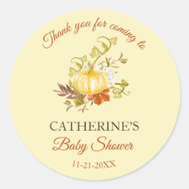 Little Pumpkin Rustic Herfst Baby shower Dank je Ronde Sticker