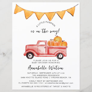 Little Pumpkin Rustic Herfst Baby shower Invitatio