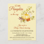 Little Pumpkin Rustic Herfst Baby shower Invitatio Briefkaart (Voorkant)