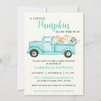 Little Pumpkin Rustic Herfst Baby shower Invitatio Kaart