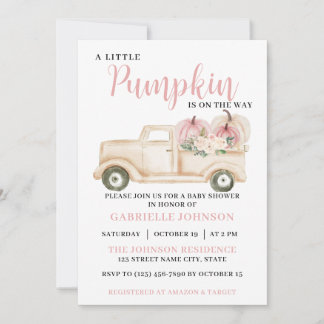Little Pumpkin Rustic Herfst Baby shower Invitatio Kaart
