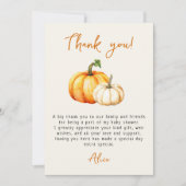 Little Pumpkin Rustic Herfst Herfst Baby shower Bedankkaart (Voorkant)