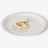 Little Pumpkin Rustic Herfst Herfst Baby shower Papieren Bordje (Gekanteld)
