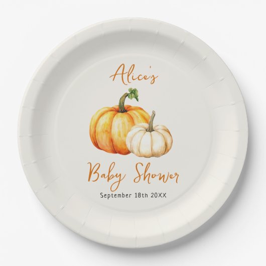 Little Pumpkin Rustic Herfst Herfst Baby shower Papieren Bordje (Voorkant)
