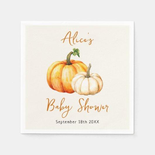 Little Pumpkin Rustic Herfst Herfst Baby shower Servet (Voorkant)