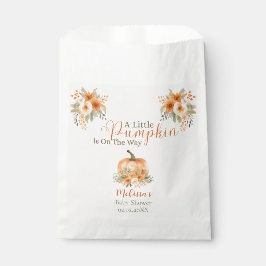 Little Pumpkin Rustic Orange Autumn Baby Shower  Bedankzakje (Voorkant)