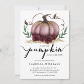 Little Pumpkin Rustic Pink Gold Baby shower Kaart (Voorkant)