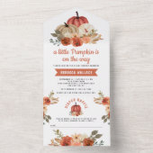Little Pumpkin Rustic Terracotta Baby shower All In One Uitnodiging (Binnen)