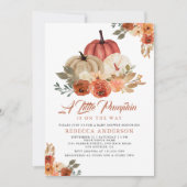 Little Pumpkin Rustic Terracotta Baby shower Kaart (Voorkant)