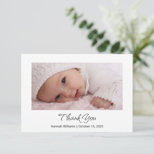 Little Pumpkin Schattige Baby Foto Herfst Douche Bedankkaart (Staand voorkant)