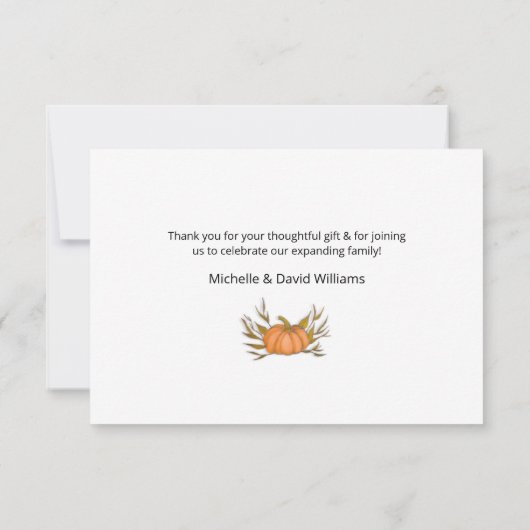 Little Pumpkin Schattige Baby Foto Herfst Douche Bedankkaart (Achterkant)
