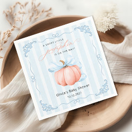 Little Pumpkin Schattige Blue Bow Baby shower Servet