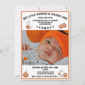 Little Pumpkin Schattige Ghost Foto 1e verjaardag Kaart (Voorkant)