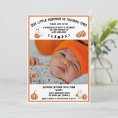 Little Pumpkin Schattige Ghost Foto 1e verjaardag Kaart (Staand voorkant)