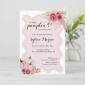 Little Pumpkin Schattige Pink Boho Baby shower Kaart (Staand voorkant)