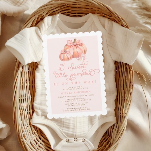 Little Pumpkin Schattige Pink Bow Baby shower Kaart