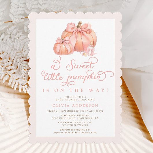 Little Pumpkin Schattige Pink Bow Baby shower Kaart