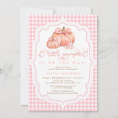 Little Pumpkin Schattige Pink Bow Girl Baby shower Kaart (Voorkant)