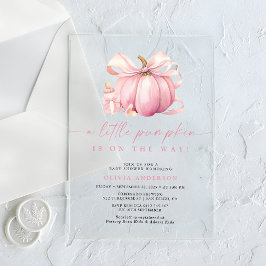 Little Pumpkin Schattige Roze Meisje Baby shower Acryl Uitnodigingen