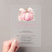 Little Pumpkin Schattige Roze Meisje Baby shower Acryl Uitnodigingen (Insitu (Draagbaar))