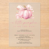 Little Pumpkin Schattige Roze Meisje Baby shower Acryl Uitnodigingen (Voorkant)