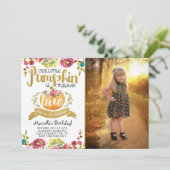 Little Pumpkin Second Birthday Invitation Kaart (Staand voorkant)