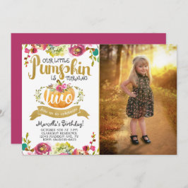 Little Pumpkin Second Birthday Invitation Kaart