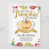 Little Pumpkin Second Birthday Invitation Kaart (Voorkant)