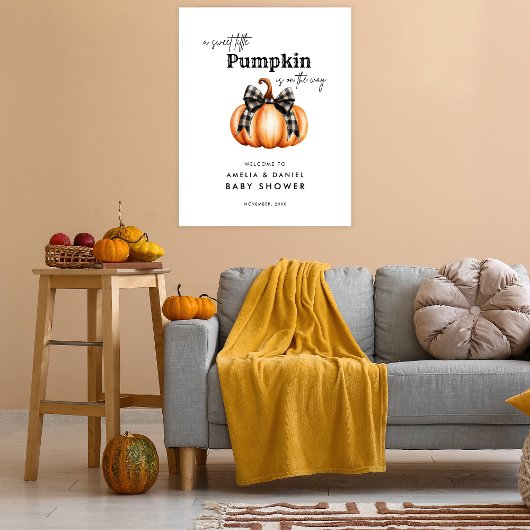 Little Pumpkin Sinaasappel Zwart Minimalisme Baby  Poster