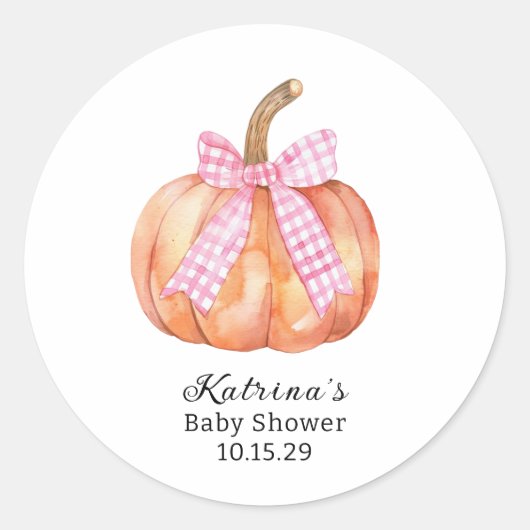 Little Pumpkin staat op het Way Pink Bow Baby show Ronde Sticker (Voorkant)
