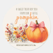 Little Pumpkin Sweet Treat Baby shower Ronde Sticker (Voorkant)