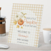 Little Pumpkin Thanksgiving Baby shower Welkom Reclamebord Met Voetstuk (Insitu)