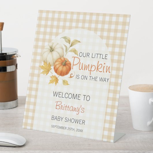 Little Pumpkin Thanksgiving Baby shower Welkom Reclamebord Met Voetstuk