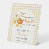 Little Pumpkin Thanksgiving Baby shower Welkom Reclamebord Met Voetstuk (Voorkant)