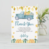 Little Pumpkin Truck Baby shower Dank je wel Kaart (Staand voorkant)