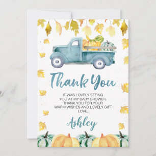 Little Pumpkin Truck Baby shower Dank je wel Kaart