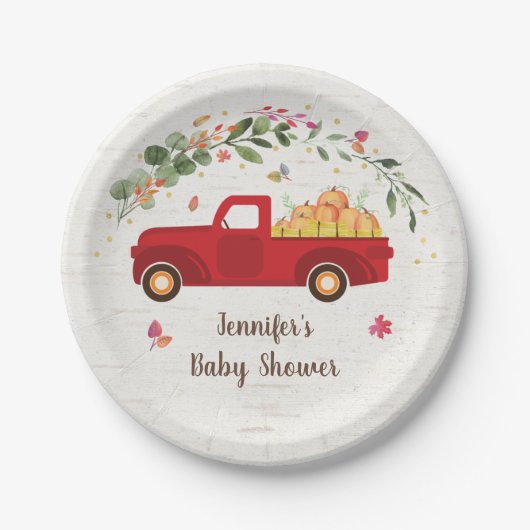 Little Pumpkin Truck Baby shower Paper Bord (Voorkant)