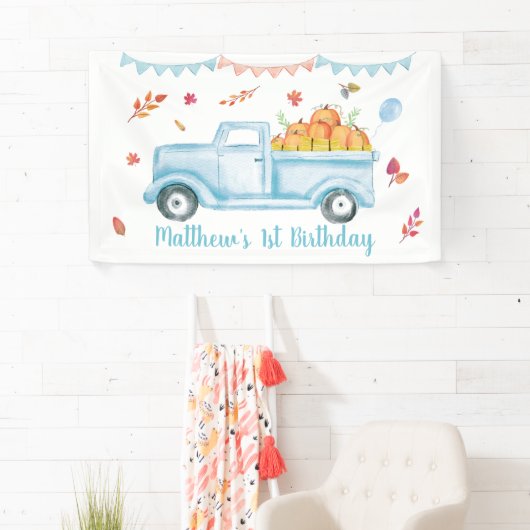 Little Pumpkin Truck Birthday Banner (Insitu)