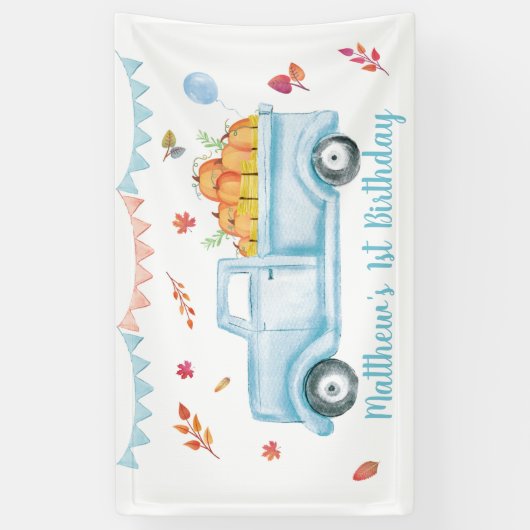 Little Pumpkin Truck Birthday Banner (Verticaal)