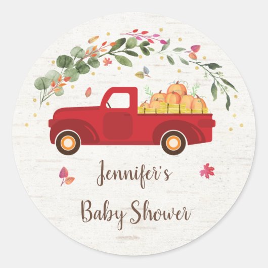 Little Pumpkin Truck Birthday Ronde Sticker (Voorkant)