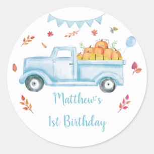 Little Pumpkin Truck Birthday Ronde Sticker