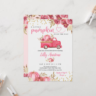 Little Pumpkin Truck Herfst Baby Girl Shower Kaart