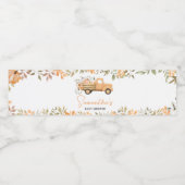Little Pumpkin Truck Herfst Baby shower Waterfles Etiket (Enkel label)